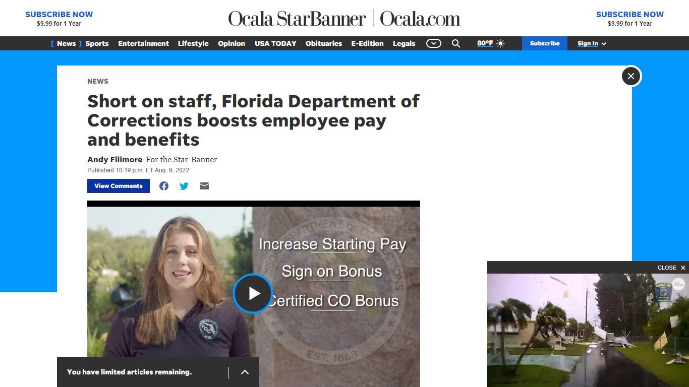 Florida DOC needs workers and is increasing pay, benefits, bonuses