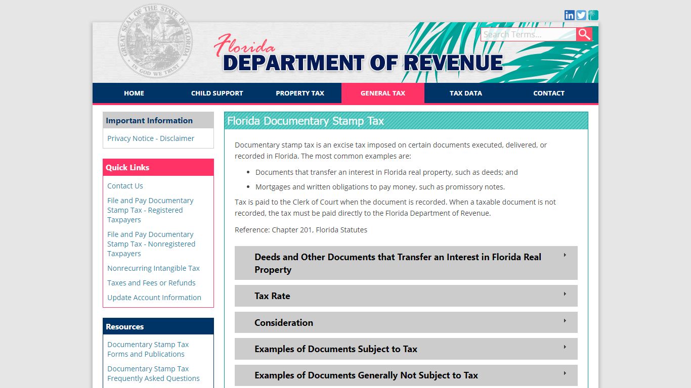 Florida Dept. of Revenue - Documentary Stamp Tax - floridarevenue.com